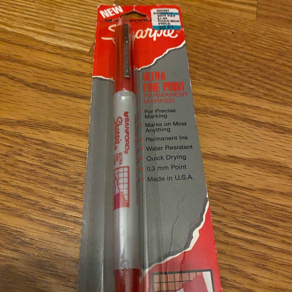 Vtg Ultra Fine Sharpie New Old Stock 90s  Sealed Sanford Permanent RED Marker